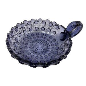 Pressed Glass Vintage Purple Nappy Dish Bowl Collectible Early Glass MCM
